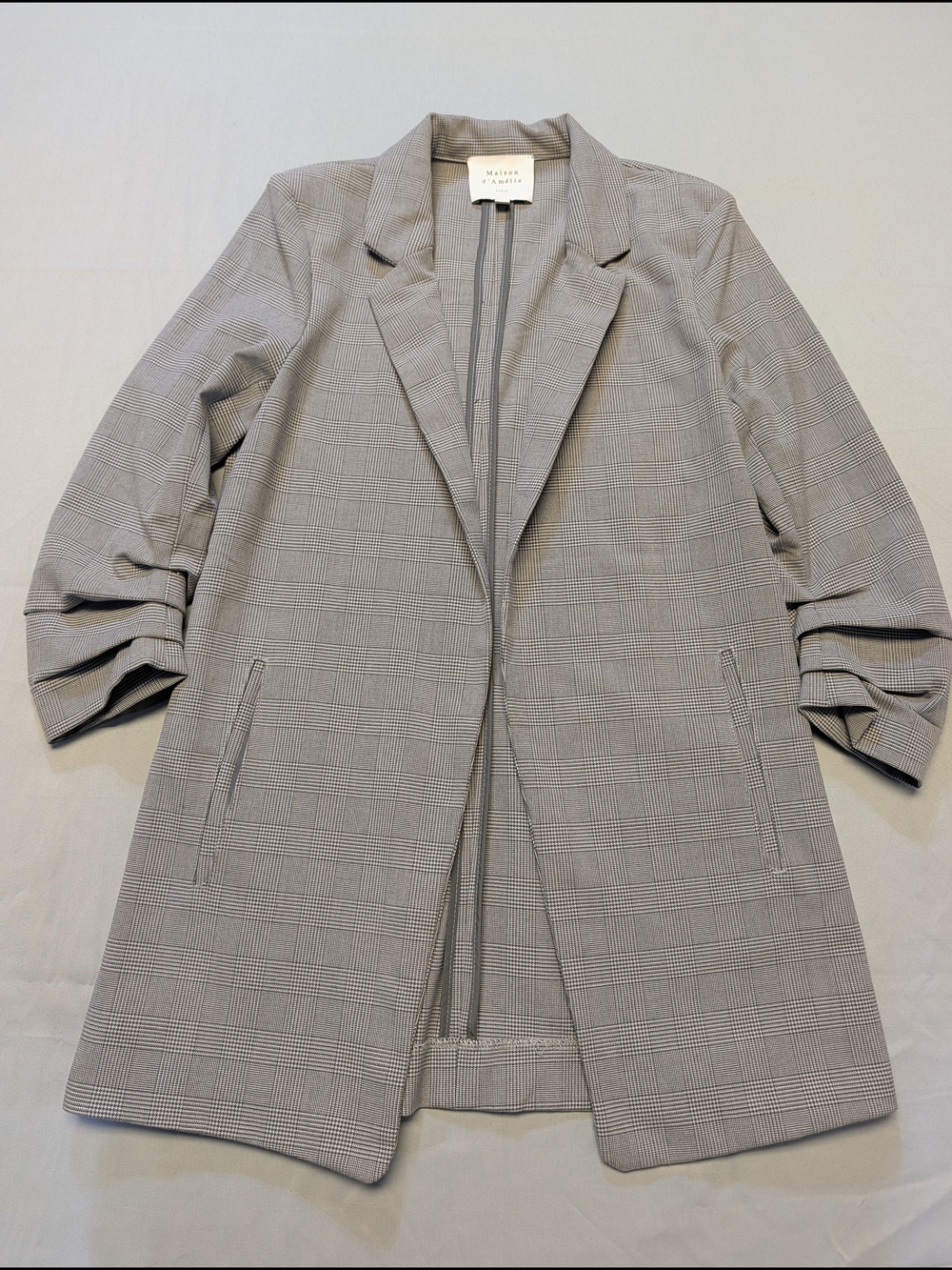 Maison d'Amalie Paris Plaid Open Front Blazer Women's S Unstructured Windowpane